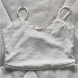 White crop top with lace outline!